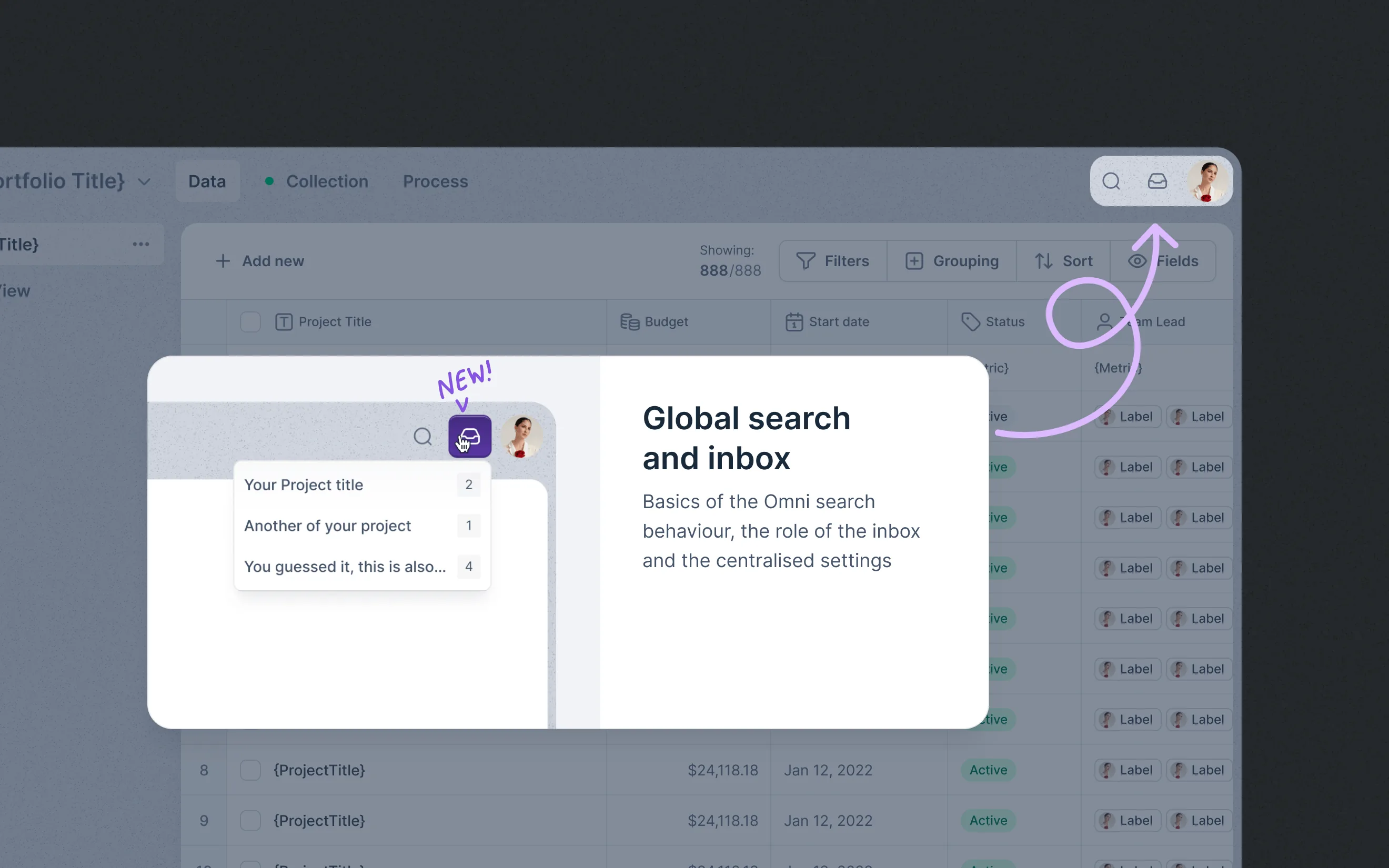 Global search and inbox onboarding