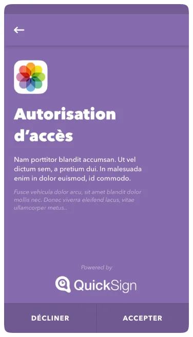 Camera roll access permission screen